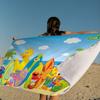 Sesame Street Cartoon Microfiber Blanket Quick Drying Beach Towels Oversized Printing Super Absorbent Pool Towel Blanket