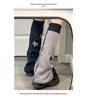 Y2K Black & White Wide-Leg Slouch Socks: Millennium Hot Girl Autumn/Winter Calf Flare Warmers