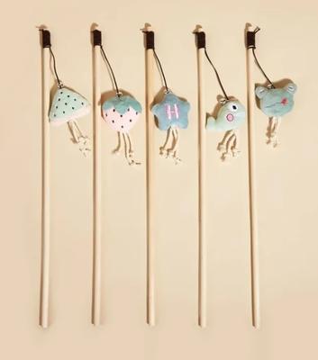 New Mouse Wooden Teasing Cat Rod Cat Toy Pet Supplies Feather Bell Wooden Rod Teasing Cat Stick