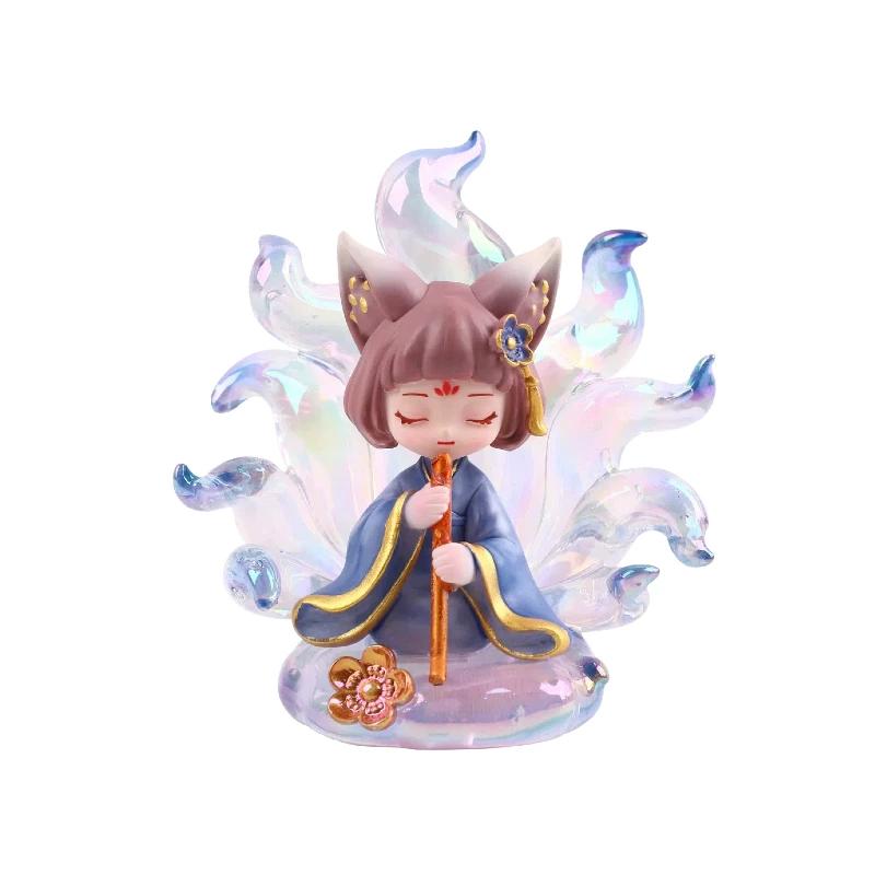 Ancient Wisdom Fairy Nine Tailed Fox Blind Box Resin Figurine Desktop Decoration Birthday Gift For Women Girls Random Trendy Mystery Surprise