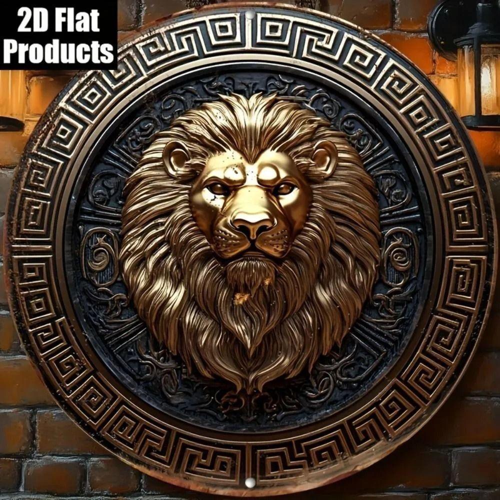 Round Metal Poster, Retro Embossed Viking Shields, Home & Garage Decor