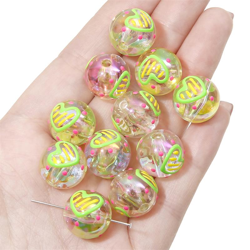 1PC Colorful Acrylic Cartoon Creative Round Beads For Jewelry Making DIY Bracelet Phone Chain