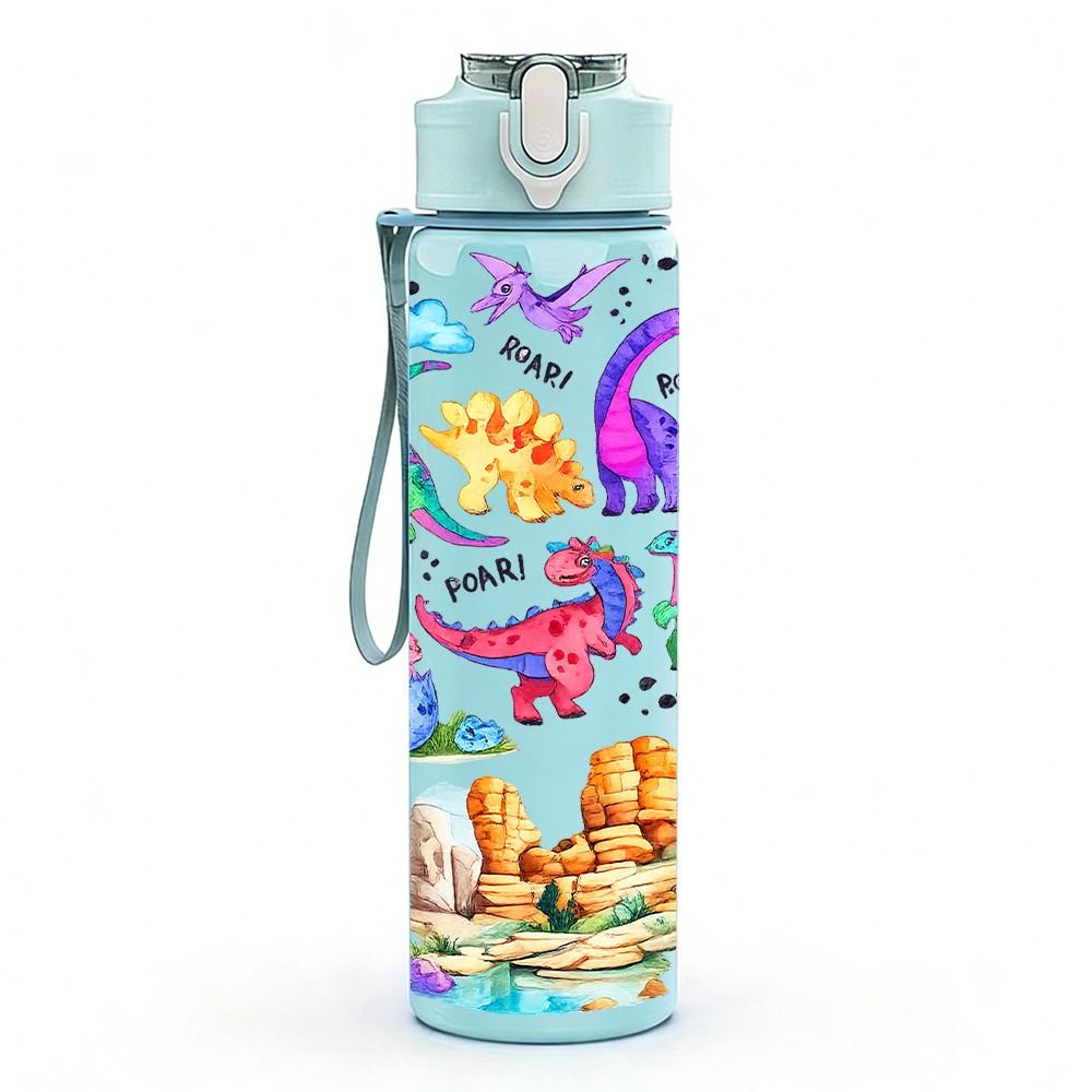 1PC Bright Doodle Abstract Graffiti Print 750ml Color Plastic Sports Water Bottle Leakproof Flip Straw Lid Suitable for Sports Office Home Use