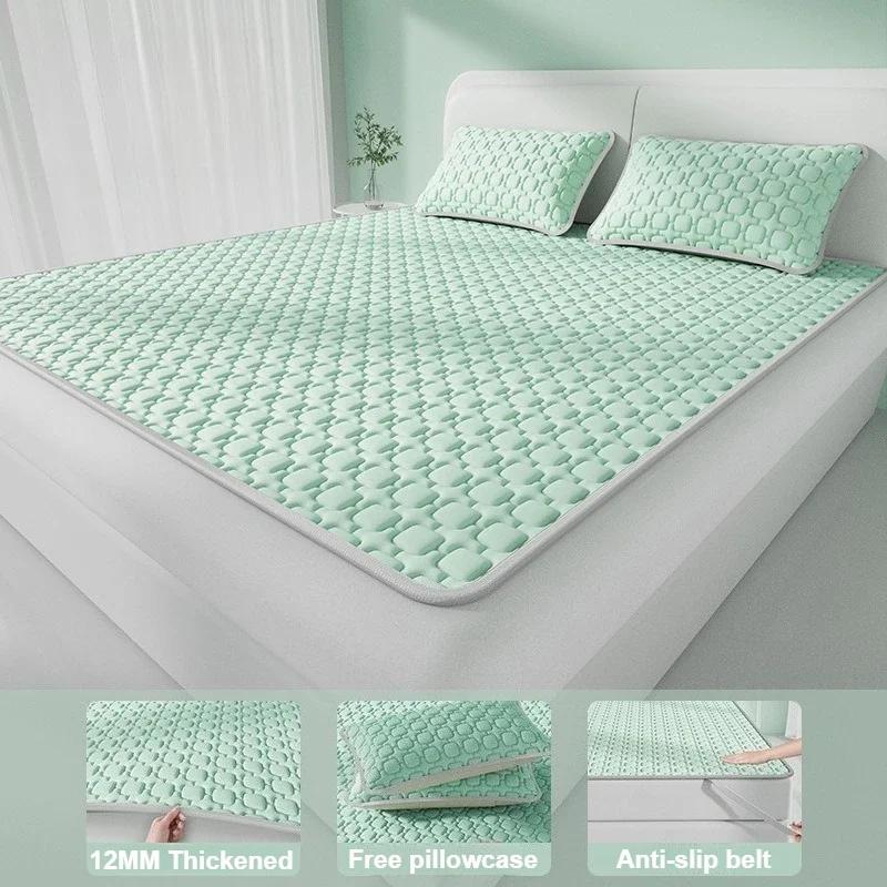 2/3 Pezzi Coprimaterasso Rinfrescante Fascia Elastica Quattro Angoli Antiscivolo Tappetino Rinfrescante Estivo per Letto Singolo Matrimoniale Biancheria da Letto Traspirante