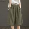 ZANZEA Women Casual Summer Elastic Waist Loose Short Pants