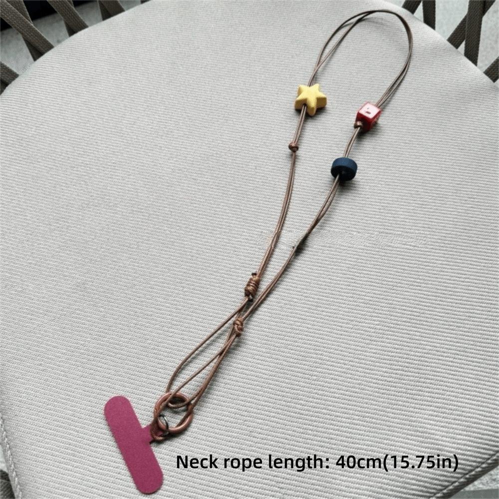 Retro Star Beaded Earphone Lanyard Anti-lost DIY Phone Neck Chain Keyring Cord Hand-woven Phone Lanyard