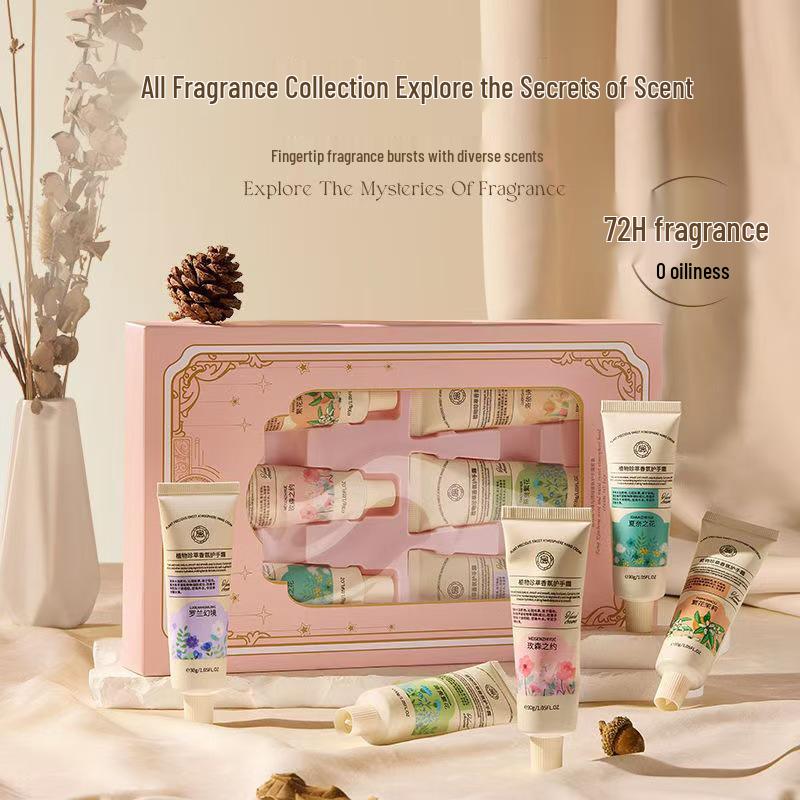 Набор ароматизированных кремов для рук Rong Qingcheng: Увлажняющий, Питательный, Против трещин, Гидратирующий, Восстанавливающий - Подарочная коробка