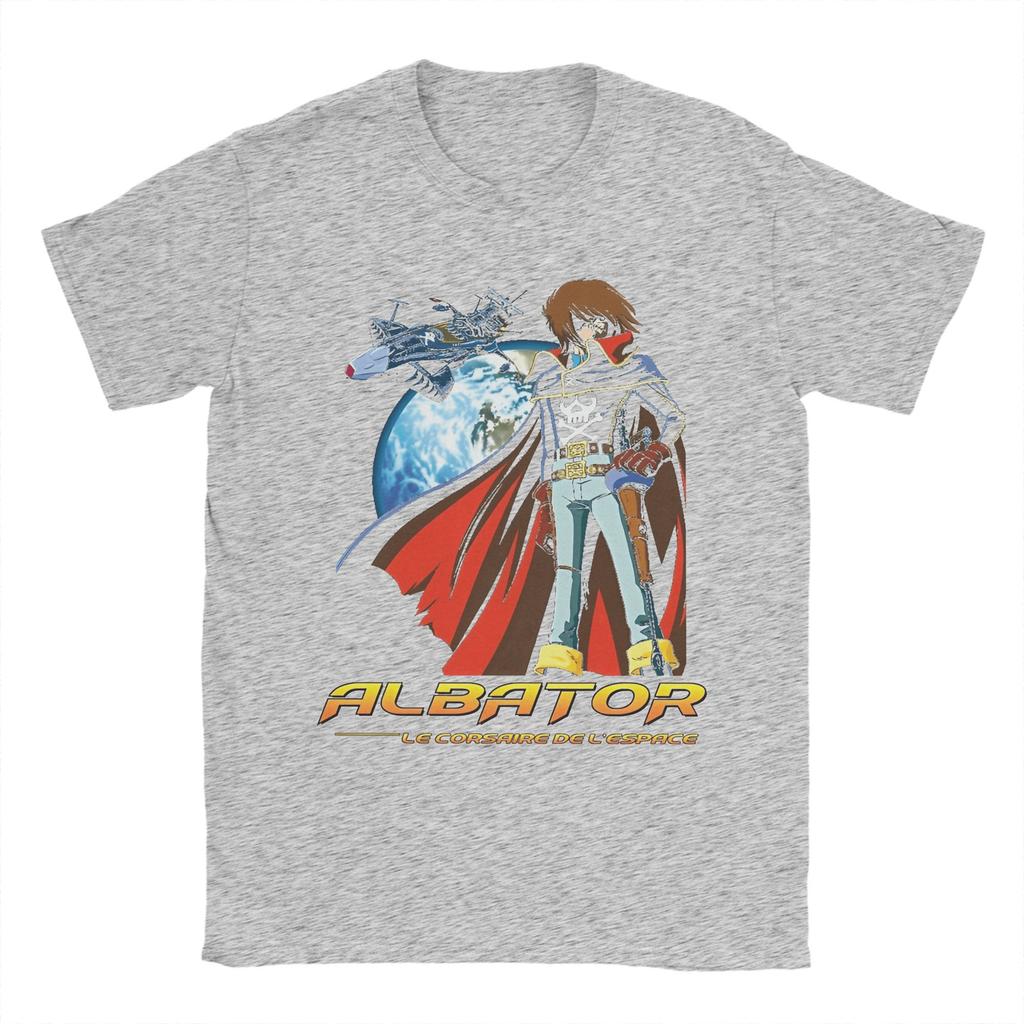 Harajuku T-Shirt Summer Anime Captain Harlock Trending T Shirts  100% Cotton Tee Shirt for Men Awesome Printed Short Sleeve Tops