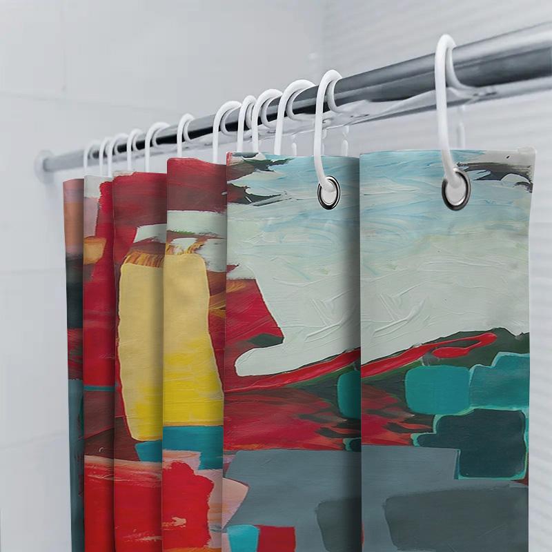 Colorful Bathroom Decor Shower Curtain Abstract Art Design For Home Decoration