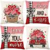 Valentine's Day Printed Cushion Cover Fans Stripe Letter Printed Polyester Sofa Decorative Cushion Cover