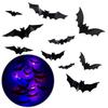 Halloween Fladdermöss Väggdekor LED Fladdermöss Halloween Dekoration 3D Fladdermus Väggdekor Lampor för Inomhus Hem Fönsterdekor Festartiklar