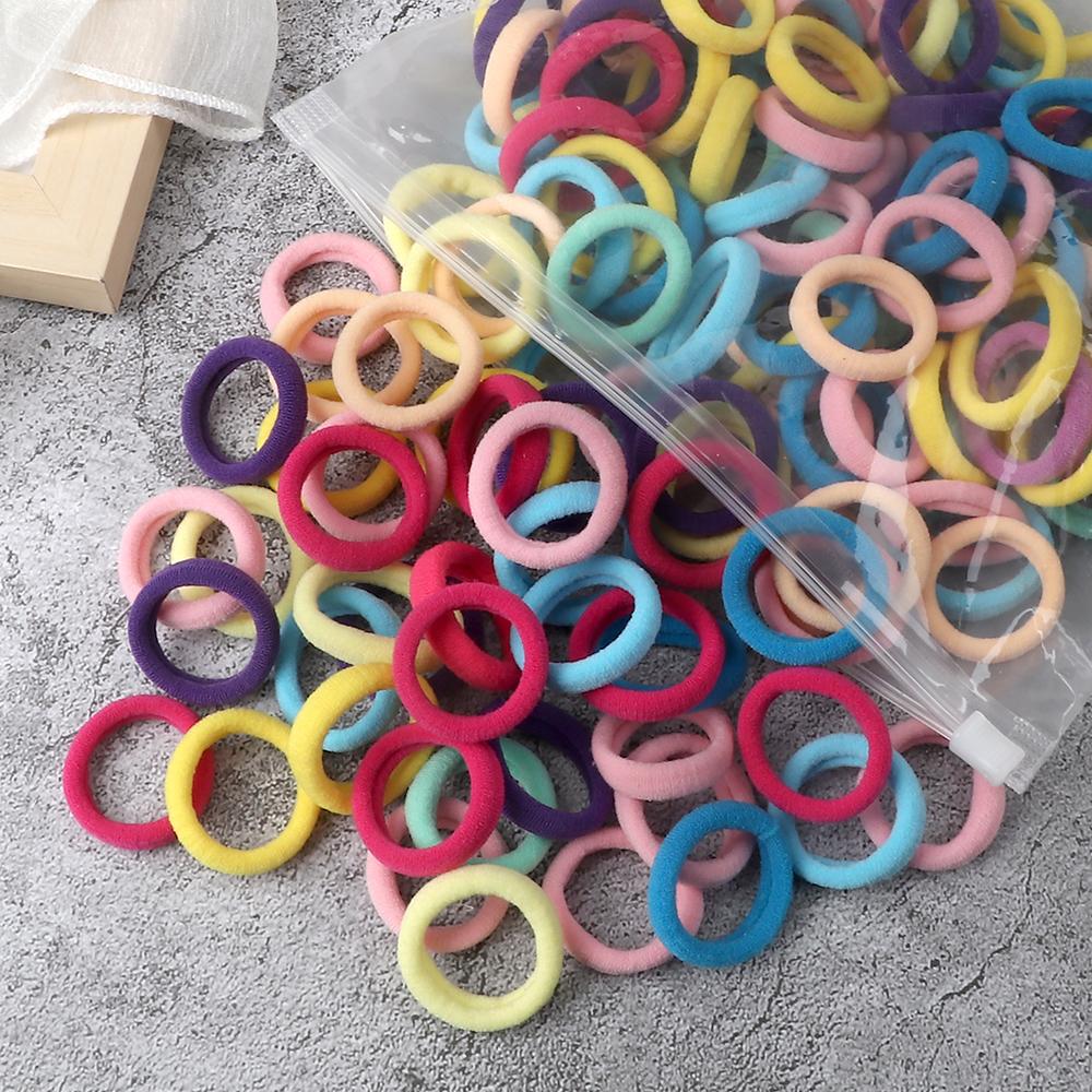50-200Pcs Children Candy Color Hair Band Girl 3 CM Basic Multicolored Hair Tie Ponytail Hold Elastic Scrunchies Hair Accessories