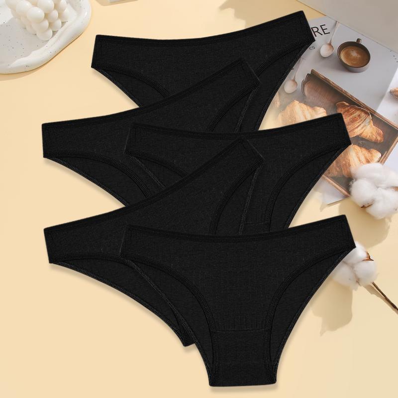 

5 шт. Женское хлопковое нижнее белье, сексуальные дышащие полосатые трусы, женские однотонные мягкие трусы для девочек, удобное нижнее белье M-XL XL&5pcs