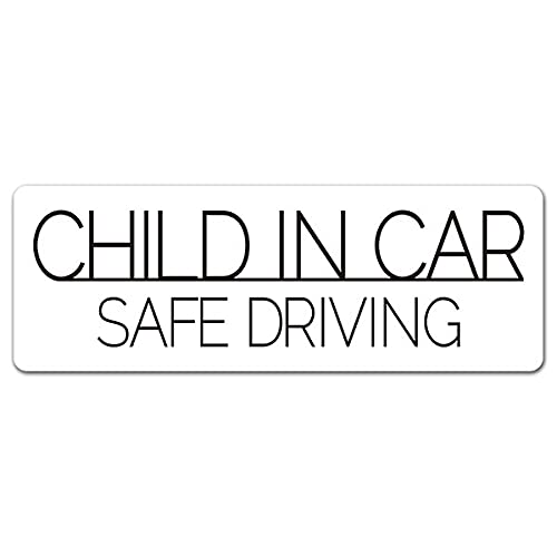 CHILD IN CAR, Reflective Car Magnet Sticker, Reflective Slim Type, White