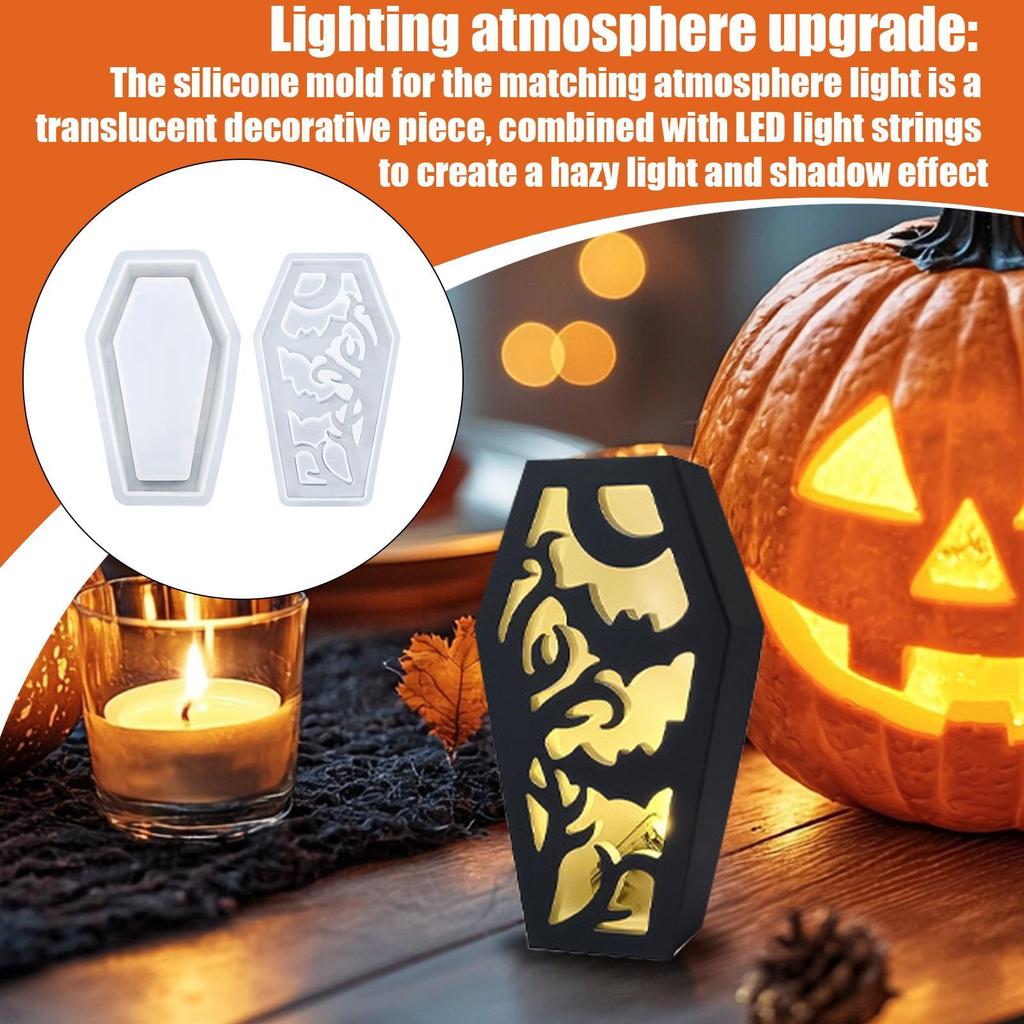 Halloweenowa Forma Silikonowa Trumna Upiorna Forma na Klosz Lampy Żywica Halloween Odlew Klosz Rękodzieło Na Stół Jadalny Łazienka