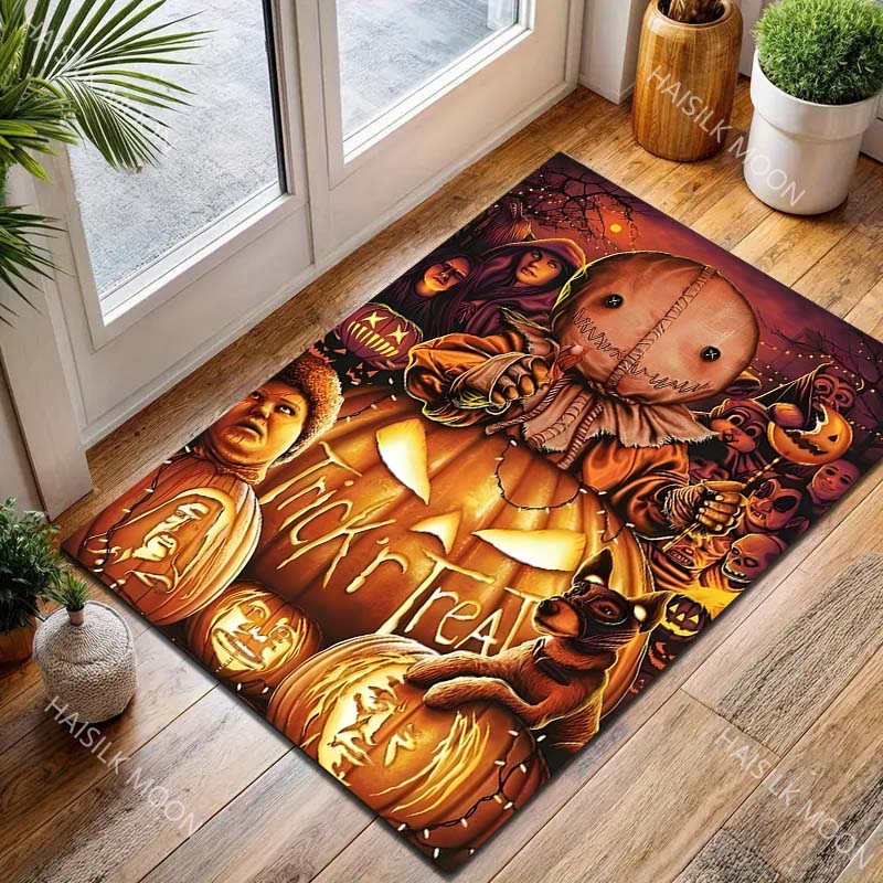 Horror Doll Halloween Decor Carpet for Living Room Bedroom Bedside Floor Mat Cloakroom Area Rug Creative Doormat for Gifts