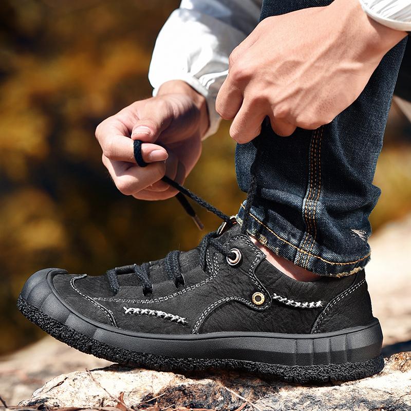 Luxury Brand Men Genuine Leather Shoes Fashion Outdoor Non-slip Sneakers Breathable Large Size 38-48 Casual Thick Bottom Shoes