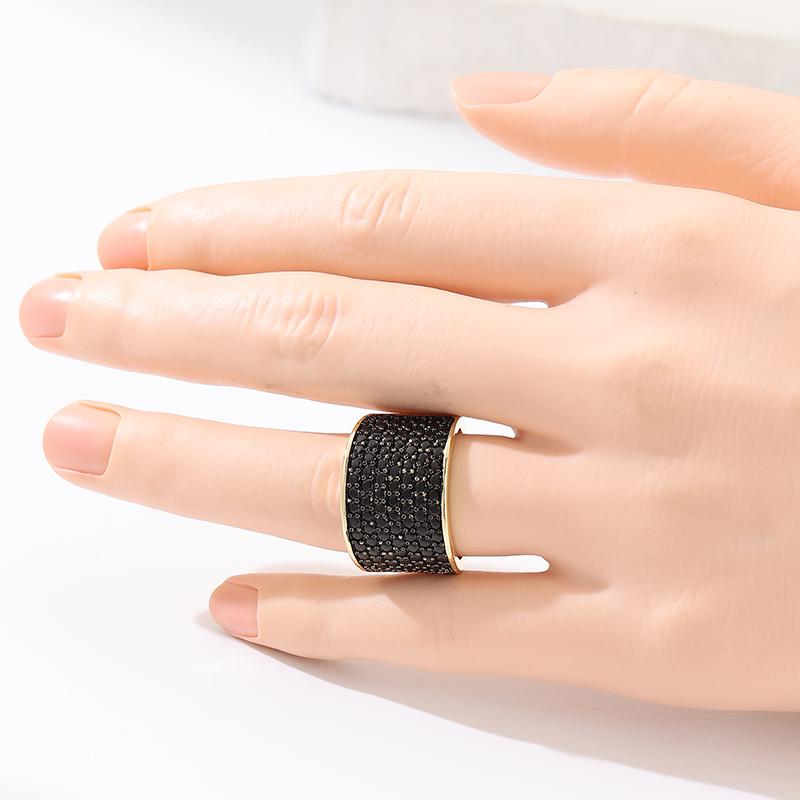 Vintage Inlaid Black CZ Women's Ring Creativity Gold Color Geometry Daily Wear Party Jewelry Anniversary Gift