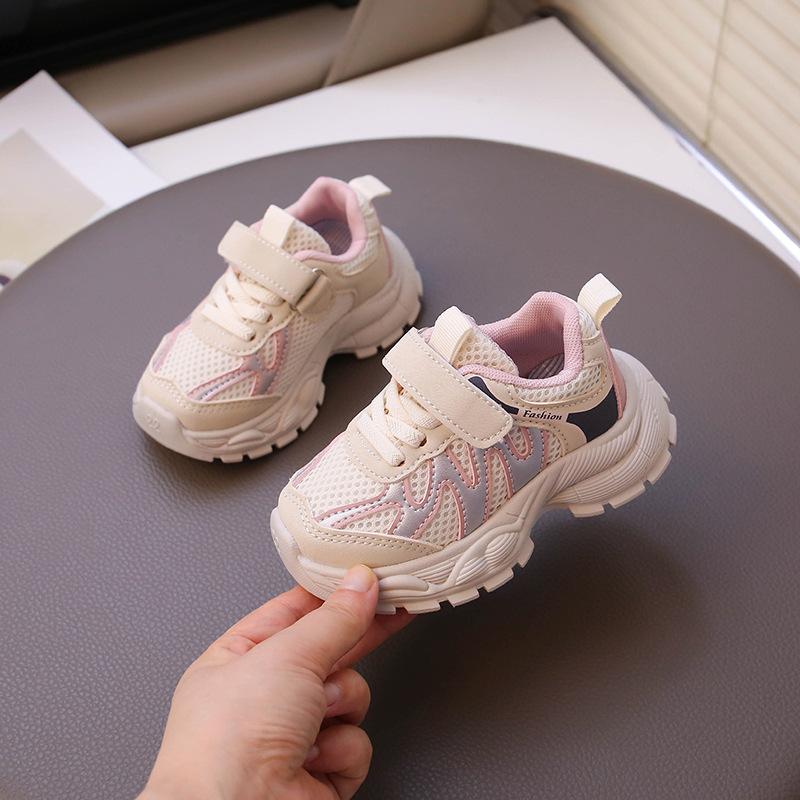 2025 autumn fashion striped children's sneakers double mesh breathable girls running shoes non-slip students