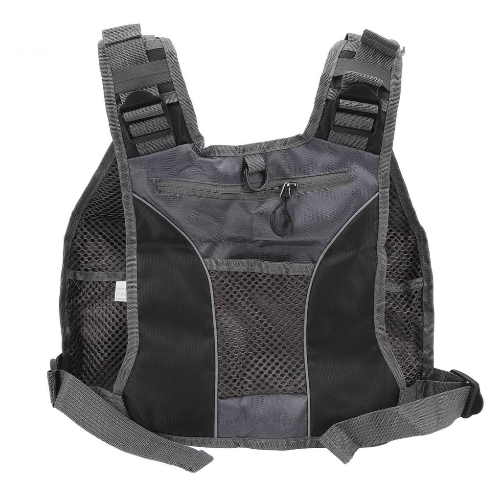 Strap Fishing Vest Fly Fishing Vest 8 Pockets Oxford Cloth Reflective Strips Mesh Lining Adjustable Fishing Gear for Outdoor Black