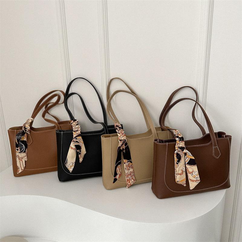 Silk Scarves, Foreign Style, Popular Large-Capacity Spring Urban Simplicity With Hanging Fashion Shoulder Commuter Tote Bag