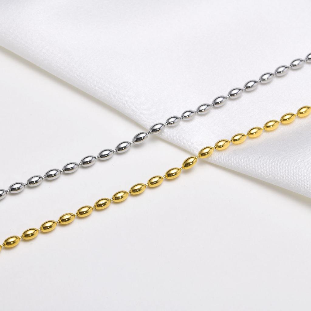 2mm/3mm Oval Beaded Chain Necklace, Ball Beaded Choker for Women Girls Layered Jewelry