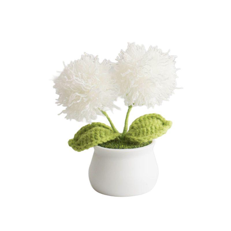 Cute Simulated Flower Potted Plant Crochet Flower Ornament