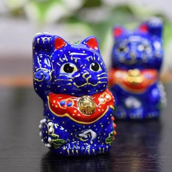Waza no Kura Maneki Neko Figurine Kutani Ware Chibi Aomori-kun Opening Celebration Birthday Present Pair Gift