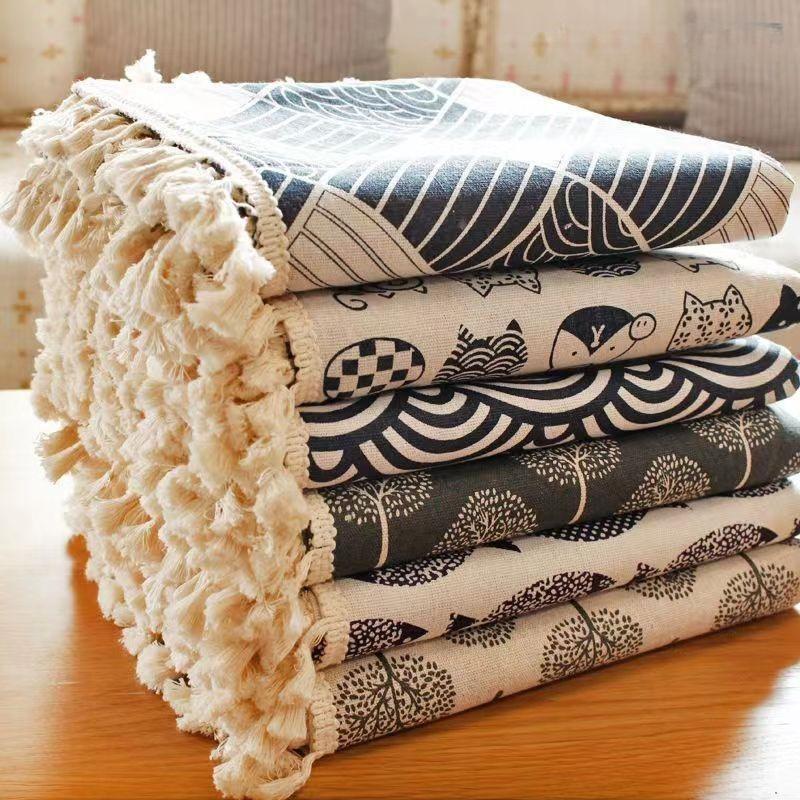 Nordic Cotton Linen Tablecloth Soft Comfortable Durable Waterproof Heat Insulation Square Tassel Trendy Fresh Dining Table Cloth
