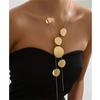 European And American Style Long Necklace Large Round/Heart Pendant Neck Chain for Women Simple and Elegant Design