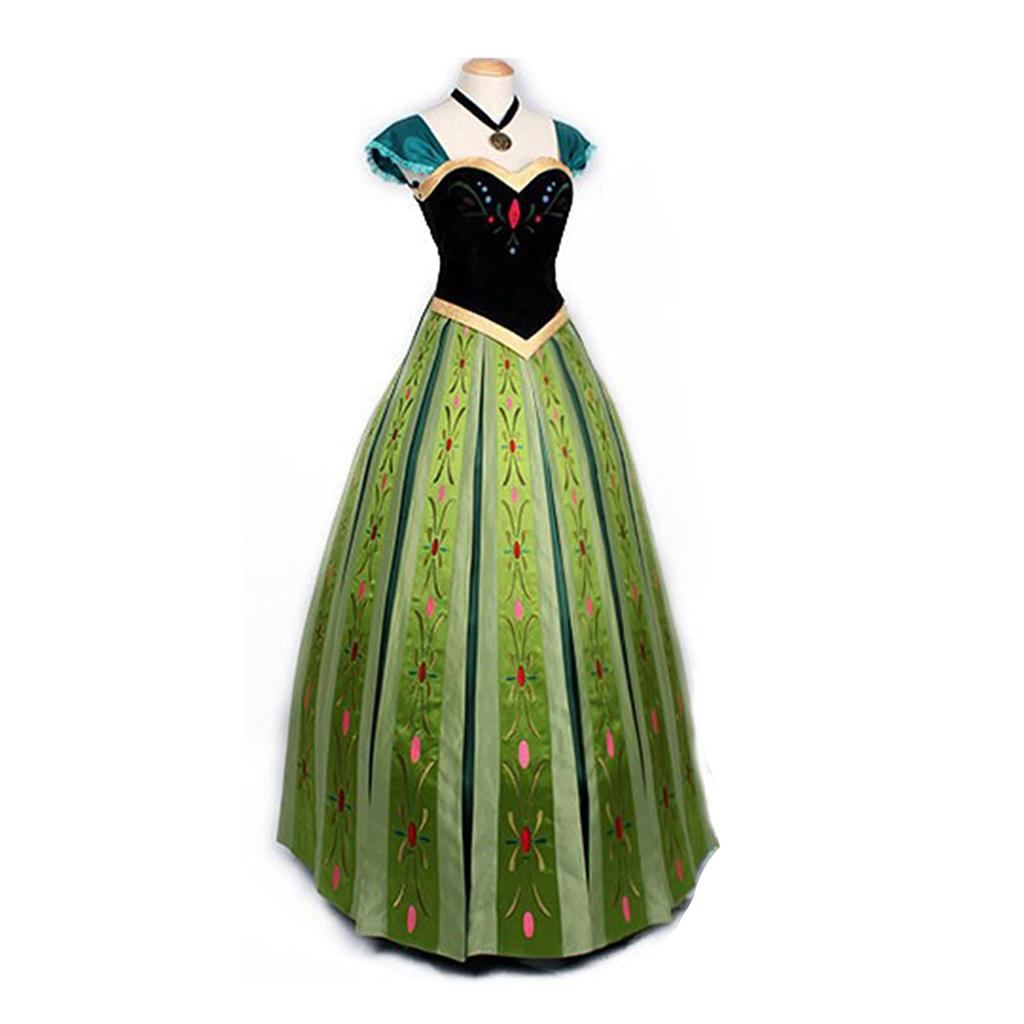 [XSLSLCOS] Frozen Elsa Costume Dress, Halloween Costume, Disney Frozen Costume with Necklace, Adult Size