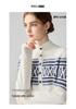 Women's Ethnic Style Fair Isle Jacquard Cashmere Half-Zip Sweater - Loose Fit, Thick Knit Winter Top