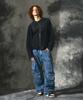 Dominant Curved Biker Denim Jacket_Black