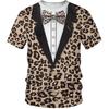 Leopard Tiger Animal Print Mens T-Shirt 3D Print Costume Party Cosplay Funny Casual Short Sleeve Tops