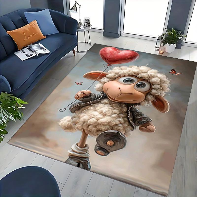 1pc Sheep with Heart Balloon Chair Mat - Anime Cartoon Design Office Chair Pad, Non-Slip Carpet for Home Decor, Seasonal Gift, Suitable for Office, Li