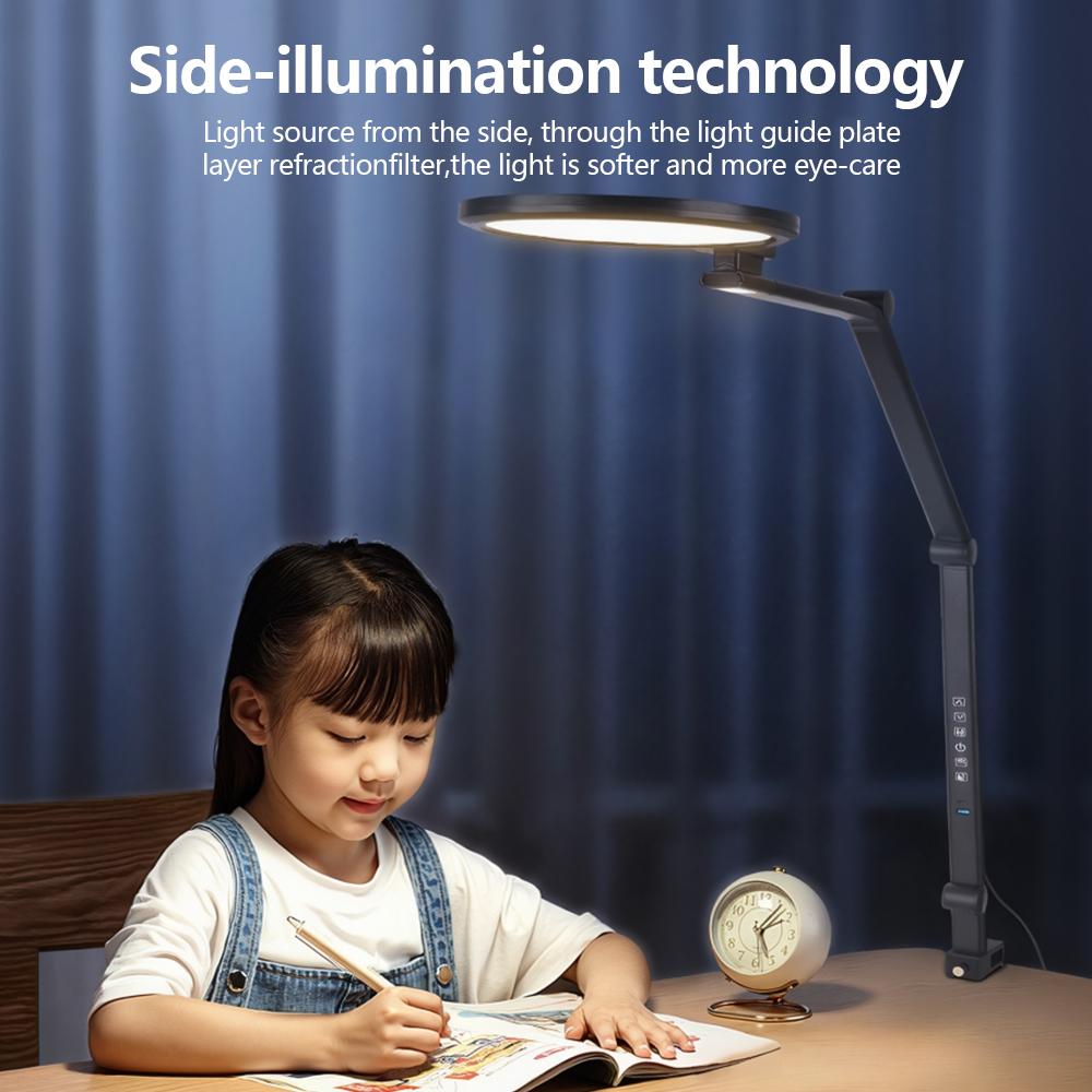 Full-spectrum LED Eye-care Reading Lamp with 3-level Night Light Timer 5 Adjustable Colour Temperature Foldable Home Desk Lamp