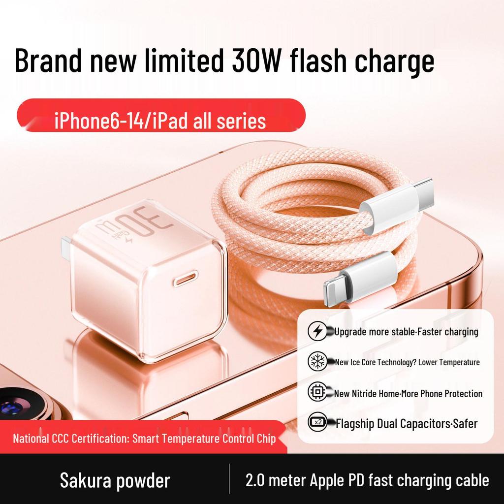 Apple-Compatible 16W GaN Charger for iPhone 15 Pro Max/14 Plus - Genuine PD Fast Charge