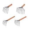 Hand Rake Cultivator Stainless Steel Claws Lightweight Digging Wood Handle Leaf Rake Small Gardening Tools for Yard Work