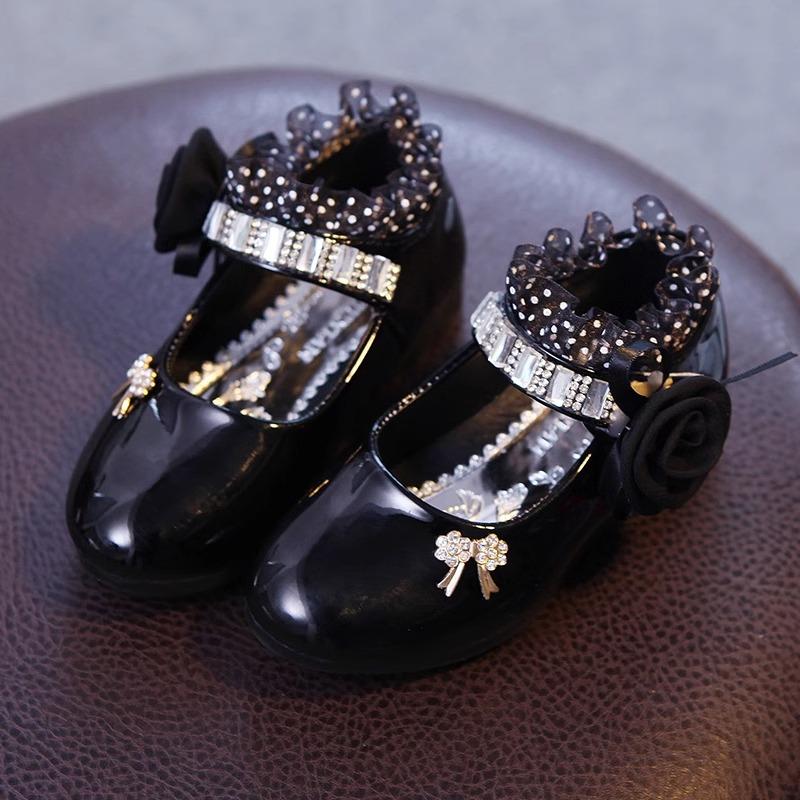 

Zhongda Детская корейская версия, детские кожаные туфли, женская детская обувь, танцевальная обувь, белые туфли принцессы 21 чёрный