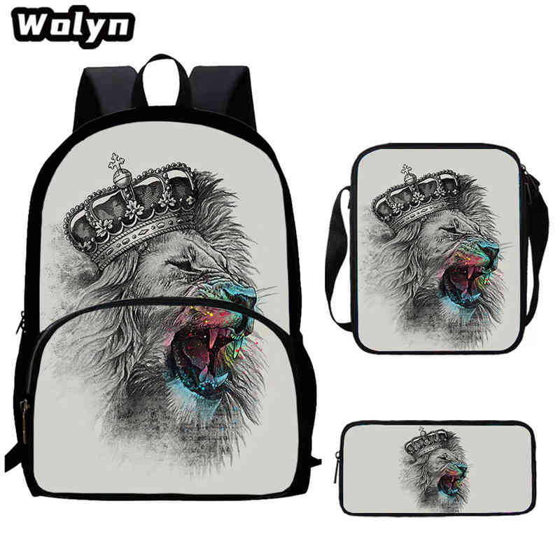 Lion King Schoolbag High Definition Printing Multi-Function Cross-Border Burden Reduction Large Capacity Backpack