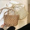 Handwoven Hollow Out Straw Bag Summer Handbag Women's Crossbody Shoulder Bag Street Style Trendy Basket Beach Bag CLE