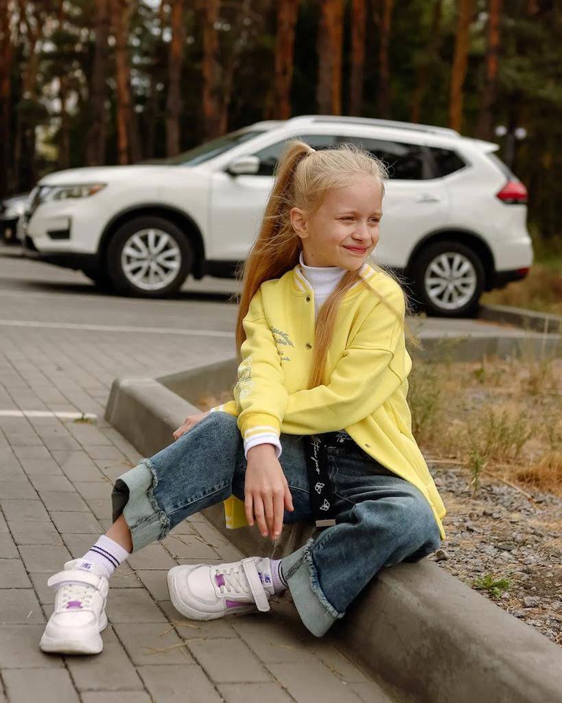 Bomber Jacket – Girls' Warm Snap-Up Jacket with Printed Text, Winter, 6404-025-33-5 HC