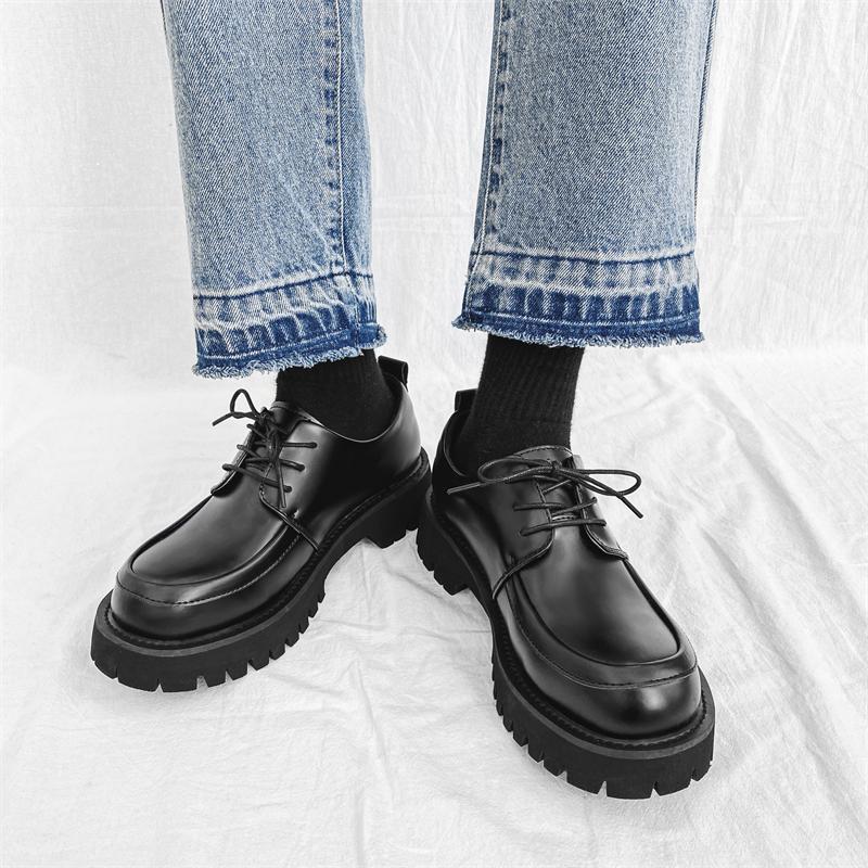 Casual Derby Men's Shoes Classic minimalist thick bottom style Outdoor Trendy Party Youth Office lace-up Hot selling Daily shoes