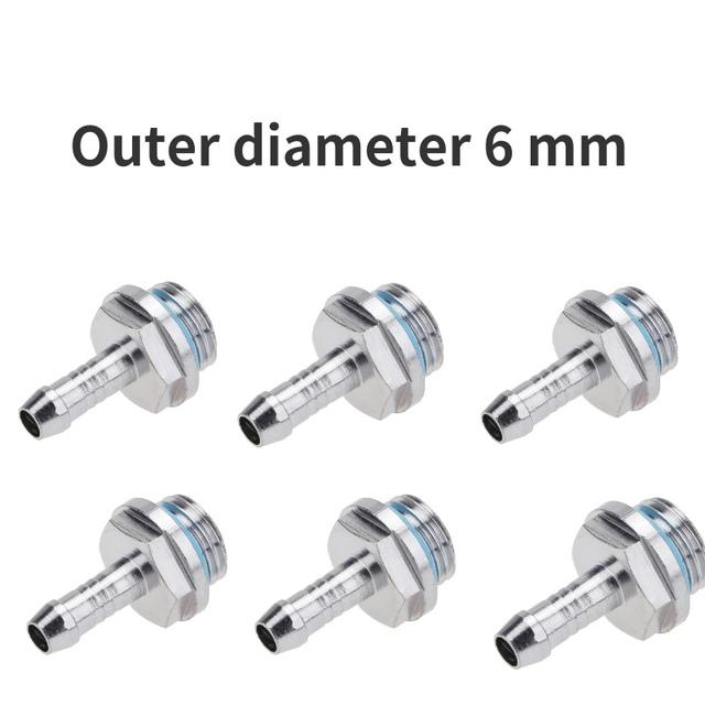 6pcs PC Water Cooling Two-Touch Fitting G1/4 Thread Barb Connector for Computer Cooling System Barb Fitting 6mm /7.2mm/9 Mm/11mm