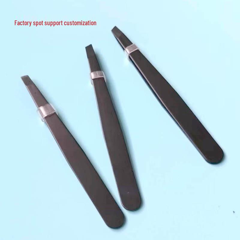 

Black Stainless Steel Eyebrow Tweezers - 90mm Precision Hair Removal Tool