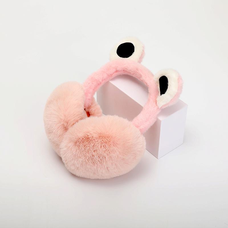 

Мягкие складные наушники с большими глазами — бархатные, морозостойкие и теплые для зимы One Size розовый
