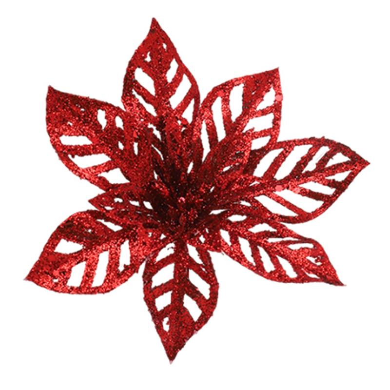 5Pcs Glitter Artifical Flowers Christmas Tree Decoration For Home Decor Fake Flower Xmas Garland Ornaments 2025 New Year Navidad