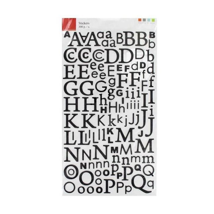 Alphabet autocollant paillettes noir