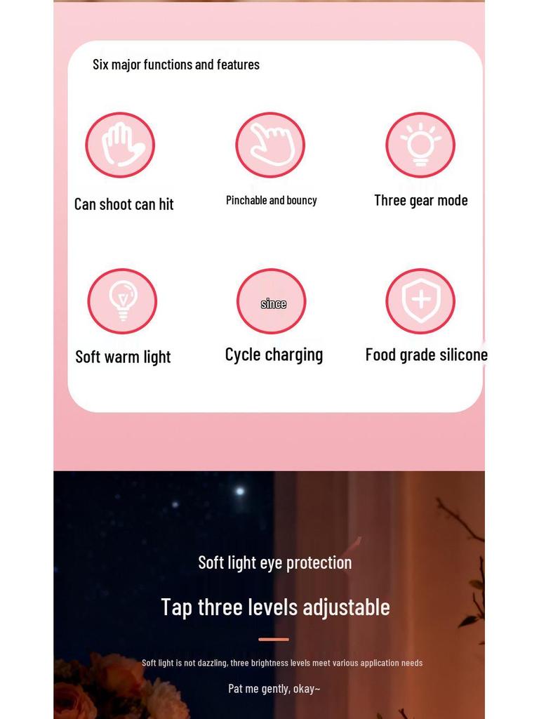 USB Rechargeable Silicone Night Light: Bedside Lamp & Sleep Aid for Babies