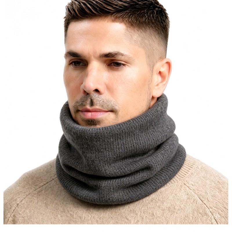 Unisex Knitted Neck Warmer Scarf Winter Fleece-Lined Thick Hooded Gaiter Cycling Outdoor Cold Weather